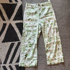 Floral Green and White Women's Jeans